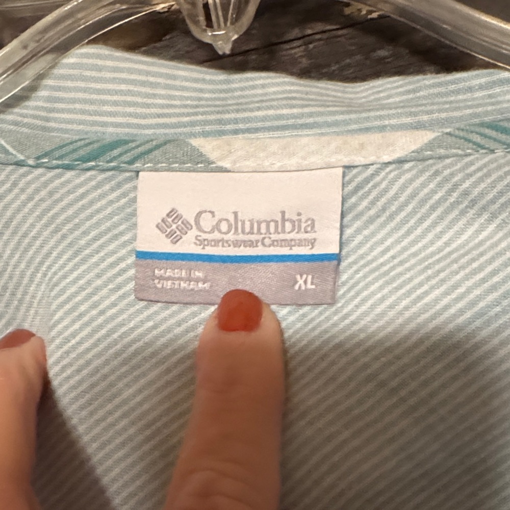 Columbia Plaid Button Down Shacket- Green and White - Picture 2 of 7